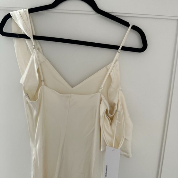 NWT Reformation Ronda Silk Maxi Dress Sz 0 Ivory Asymmetrical One Shoulder - Picture 10 of 13